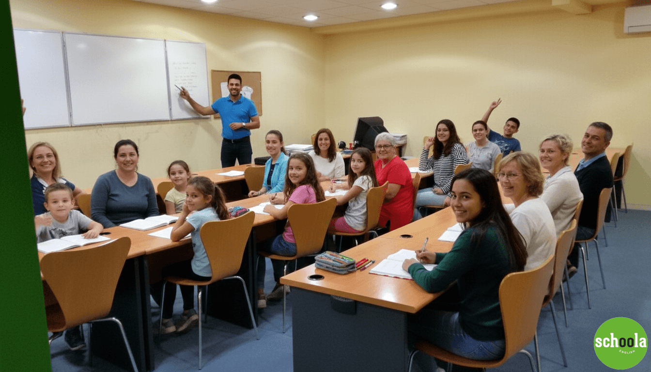 Teacher with students